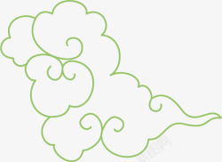 绿色卡通手绘云朵素材