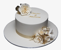 白色玫瑰花蛋糕片素材