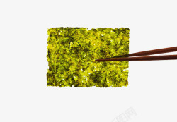 海苔片筷子夹起来的海苔高清图片