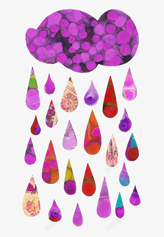 紫色乌云下彩色雨滴png免抠素材_88icon https://88icon.com 云彩 彩色 水滴 绚丽 雨水
