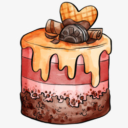 水彩风手绘生日奶油蛋糕矢量图素材