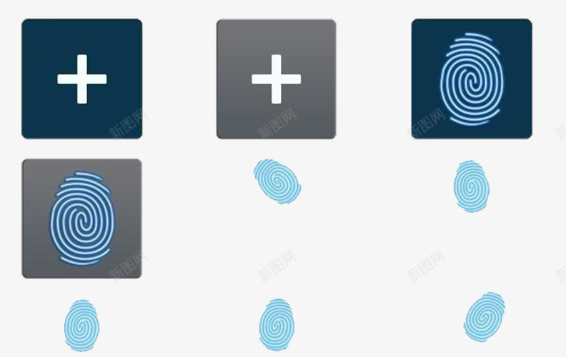 蓝色指纹手机系统按钮psd免抠素材_88icon https://88icon.com 手机 指纹解锁 按钮 系统 蓝色指纹