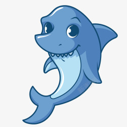 卡通蓝色的鲨鱼动物矢量图素材