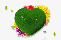 创意爱心形状绿色的草地素材