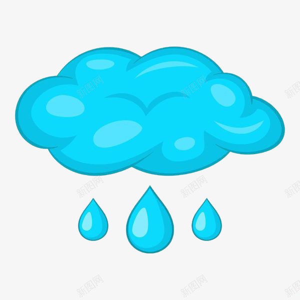 蓝色手绘雨云png免抠素材_88icon https://88icon.com 下雨 卡通雨滴 卡通雨点 水滴 矢量手绘 蓝色云朵 雨水 雨滴