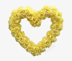 黄色爱心花环边框素材
