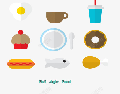 简单的风格扁平风格食物图标图标
