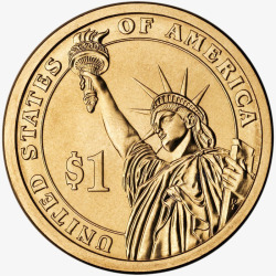 美国钱币黄色金币高清图片
