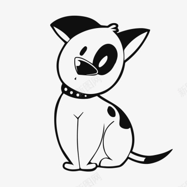 黑色底图黑白可爱小狗图标图标
