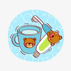儿童口腔检查表可爱小熊儿童牙刷牙膏漱口杯高清图片