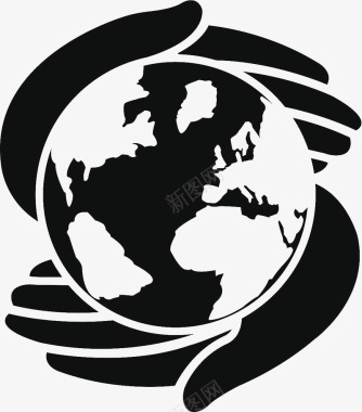 黑毛狗保护地球含义黑白地球图案图标图标
