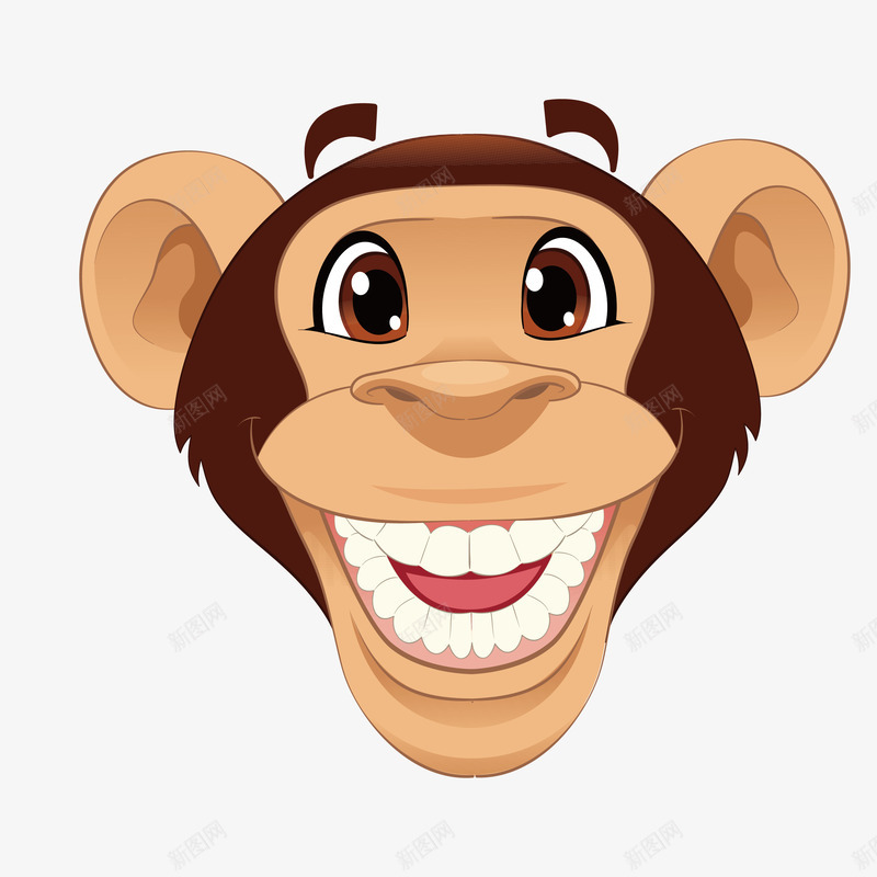 卡通猴子矢量图eps免抠素材_88icon https://88icon.com 可爱猴子头 开怀大笑 欧美风 矢量猴子 矢量图