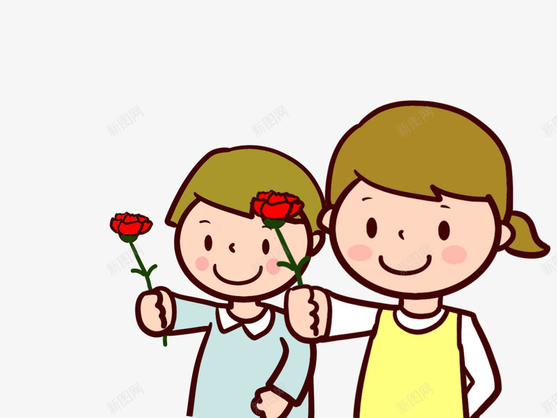 卡通送花给妈妈的小孩png免抠素材_88icon https://88icon.com 妈妈 小女孩 小男孩 慈母 母亲节 母爱 花朵 送花的小孩 鲜花