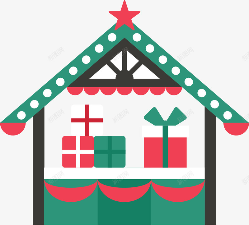 卡通小屋子png免抠素材_88icon https://88icon.com 创意小房子 卡通小屋 可爱小屋 圣诞节装饰 手绘圣诞礼物 红五角星