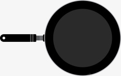黑色圆形扁平铁锅矢量图素材