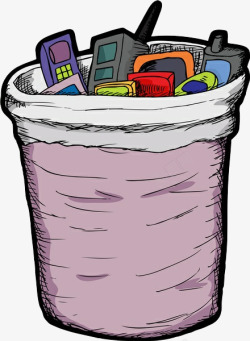 卡通垃圾桶手机垃圾场素材