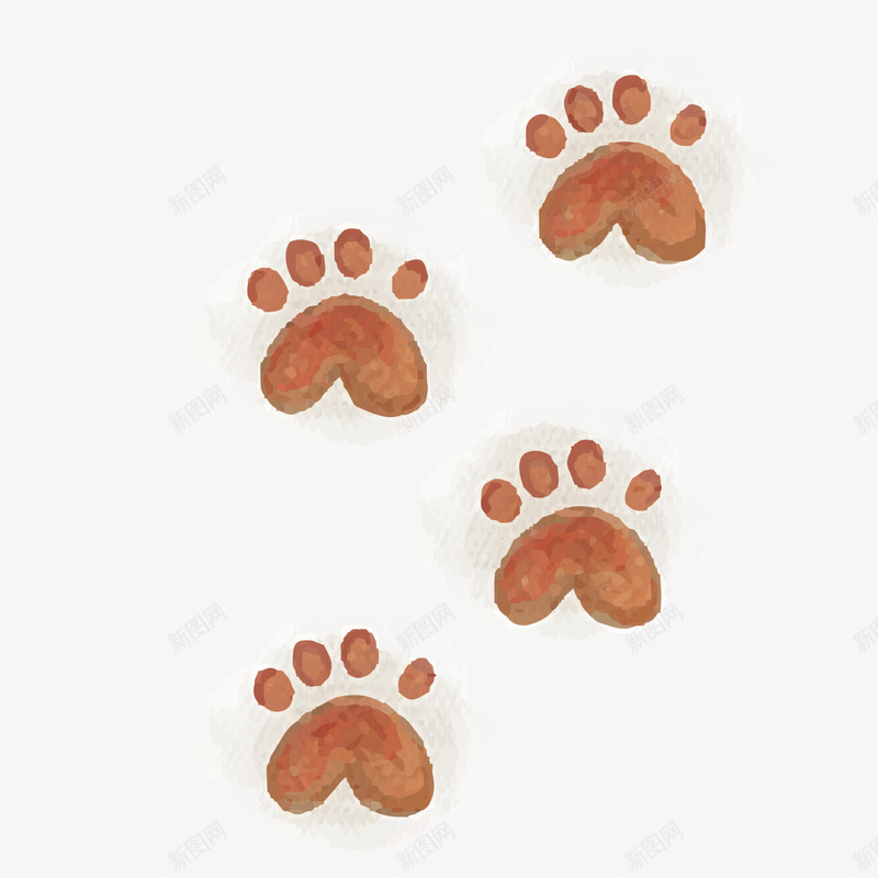 猫脚印矢量图ai免抠素材_88icon https://88icon.com 动物 咖啡色 手绘 脚印 矢量图