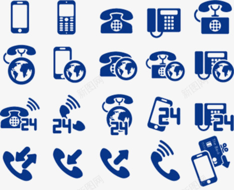 无线符号蓝色电话图标图标
