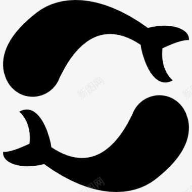 双鱼座的鱼形状的标志图标图标
