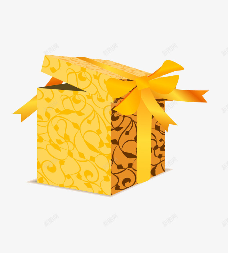 黄色礼品盒png免抠素材_88icon https://88icon.com 卡通图案 开盒有礼 惊喜礼物 打开的礼品盒 礼品盒 礼物