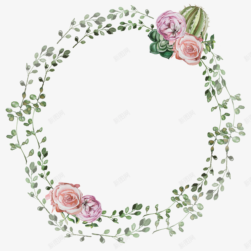 水彩花环png免抠素材_88icon https://88icon.com 唯美花 唯美花卉 唯美花环 手绘花卉 手绘花环 手绘花藤 水彩花环