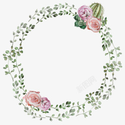 水彩花环素材