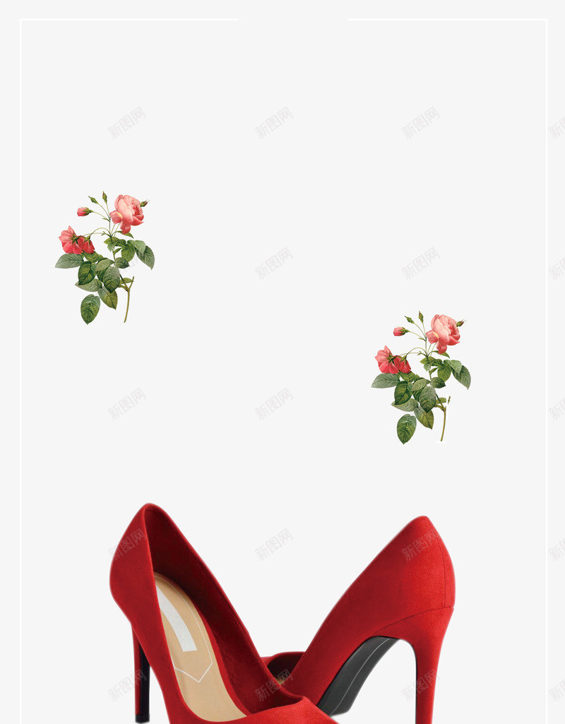 鲜花高跟鞋png免抠素材_88icon https://88icon.com 女式高跟鞋 女鞋 红色鞋 鞋