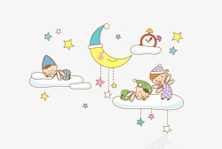儿童熟睡月亮矢量图高清图片
