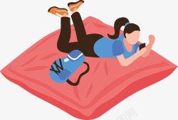 粉色垫子一个躺在垫子上的女子矢量图高清图片