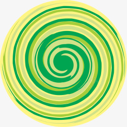 黄绿色旋涡圆形标签素材