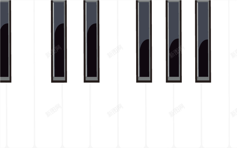 黑白钢琴键矢量图ai免抠素材_88icon https://88icon.com 乐器 钢琴 键盘 黑白 黑白键 矢量图