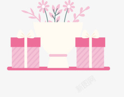 粉红色母亲节礼物矢量图素材