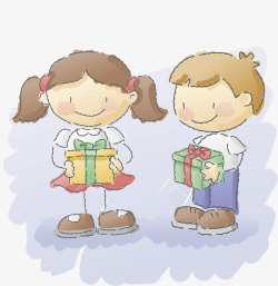 物品交换人物插图交换礼物的小孩高清图片