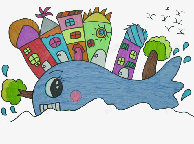 创意风格彩绘儿童画图案png免抠素材_88icon https://88icon.com 儿童画 创意风格 可爱风格 图案 彩绘儿童画 彩绘风格 鲸鱼