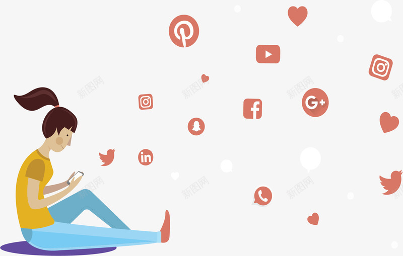 沉迷于手机社交的人矢量图ai免抠素材_88icon https://88icon.com 互联网 沉迷手机 玩手机 玩手机的人 矢量png 虚拟社交 矢量图