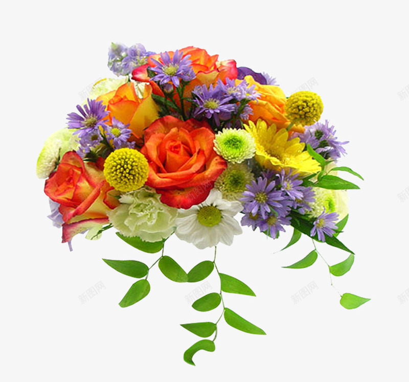 五颜六色的鲜花叶子png免抠素材_88icon https://88icon.com 叶子 彩色的花朵 鲜花