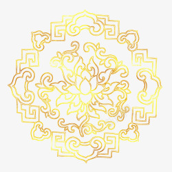 中国风传统鲜花图案烫金花纹素材