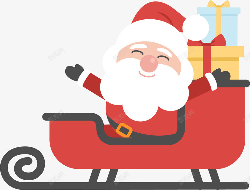 坐雪橇车的圣诞老人png免抠素材_88icon https://88icon.com 卡通 圣诞老人 圣诞节 礼物 红色 节日装饰 雪橇车