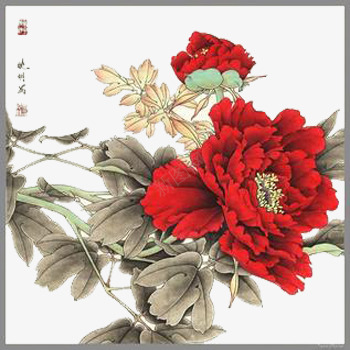 手绘鲜花图png免抠素材_88icon https://88icon.com 手绘 牡丹水墨画 牡丹花 红色牡丹