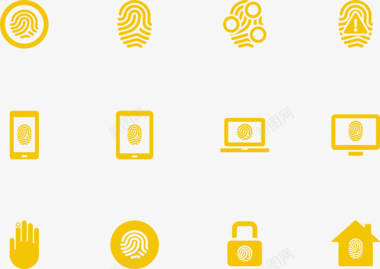 安全别针简约手机指纹解锁图标图标