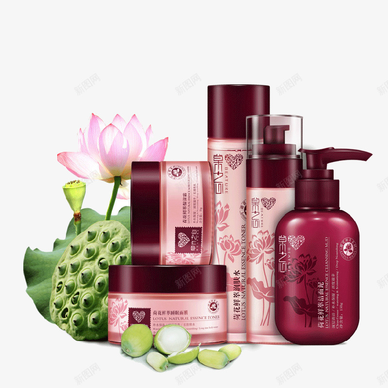 草木之心荷花鲜萃套装png免抠素材_88icon https://88icon.com 产品实物 化妆品 美妆 草木之心 荷花鲜萃套装