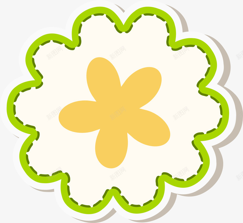 绿色卡通花朵png免抠素材_88icon https://88icon.com 卡通 图案 标签 绿色 花朵 贴纸 鲜花