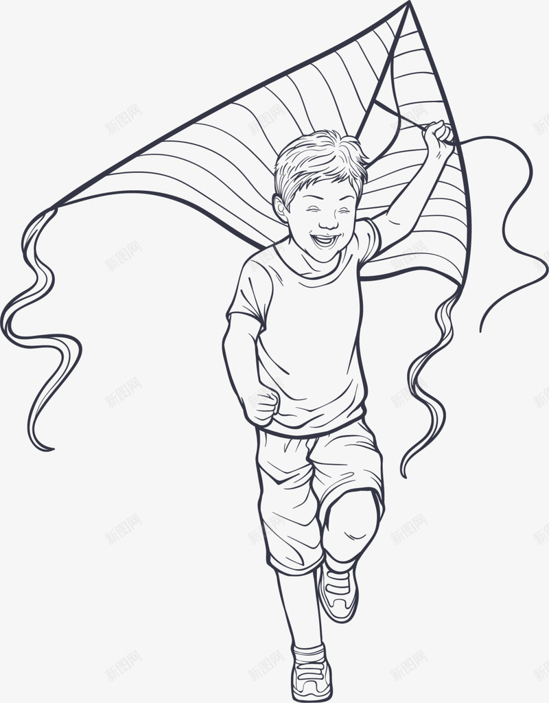 儿童节放风筝的男孩png免抠素材_88icon https://88icon.com 儿童节 手绘 拿着风筝 放风筝的男孩 玩耍 绘画