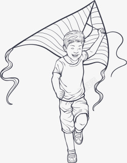 放风筝儿童儿童节放风筝的男孩高清图片