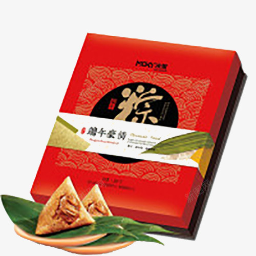 红色粽子图案礼盒png免抠素材_88icon https://88icon.com 礼物盒 端午礼盒 粽叶 粽子图案 节日礼盒