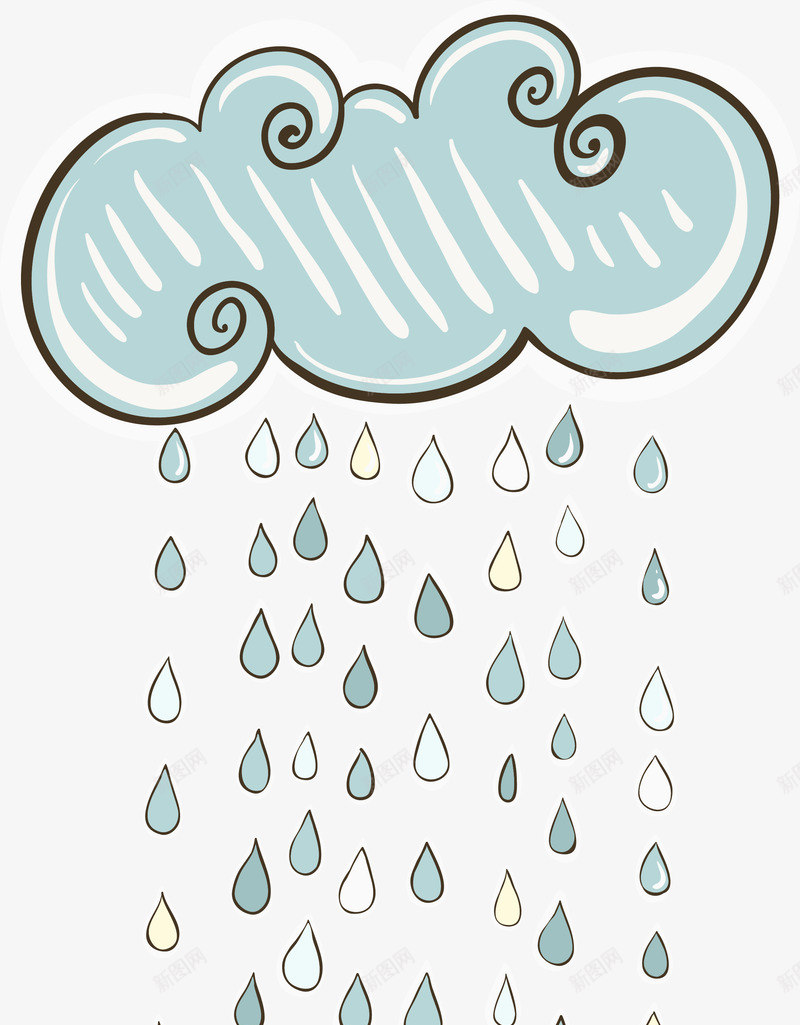 卡通手绘绿色的云朵雨水png免抠素材_88icon https://88icon.com 创意 动漫动画 卡通手绘 简约 绿色的云朵 雨水