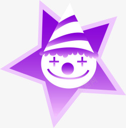 紫色卡通五角星人物头像素材