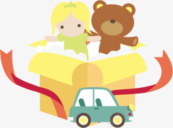圣物礼物车子小熊和车子礼物高清图片