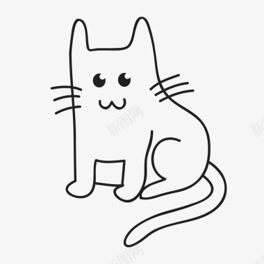 黑白线条猫咪矢量图图标图标
