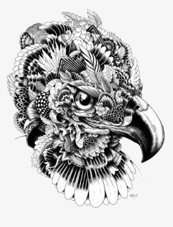 姘村瑁呴鐢鹰头黑白装饰画高清图片